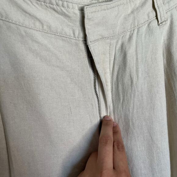 Gap Linen Wide Leg Pleated Trousers High Rise Dress Pants Beige Tan Size 10 - Picture 5 of 10